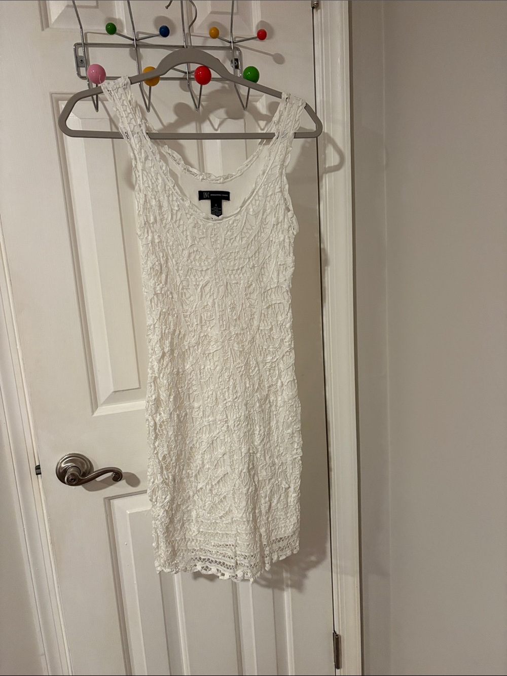 INC International Concepts White Crochet Tank Mini Dress